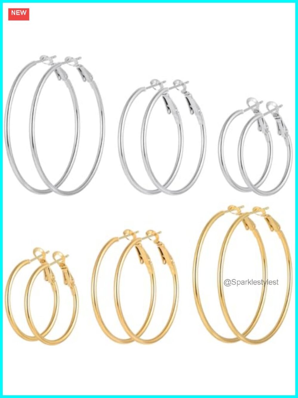 Gold Silver Plated Hoop Earrings Set Hypoallergenic Stainless Steel Lightweight